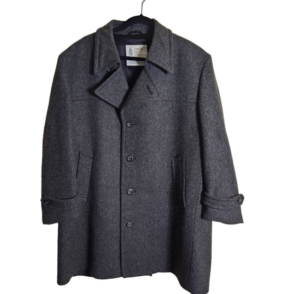 London Fog Vintage Gray Wool Single Breasted Fully Lined Coat Size 46 Reg - Picture 1 of 5